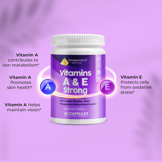 Health Pyramid Vitamins A & E Strong for Healthy Vision and Healthy Skin Supports Eye Health, Bone Health, Skin Texture, Circulatory Health, and Helps Maintain Vision, 60 Vegan Capsules