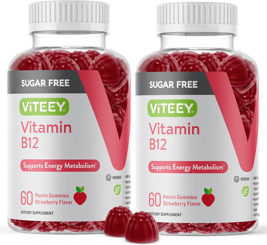 Vitamin B12 Gummies for Adults & Teens 1000mcg, Sugar Free - Good for Energy, Metabolism, Natural Energy Support 2 pack